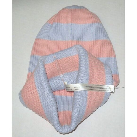 Free People Movement Women's O/S Peach/Gray Striped Cotton Beanie Hat - Picture 3 of 6